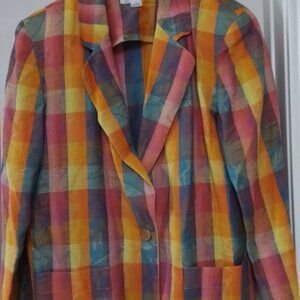 ***RARE FIND***Christian Dior Separates Rainbow Plaid Blazer Size 14